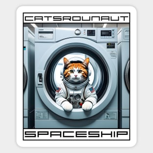 Washing Machine Catspaceship Sticker